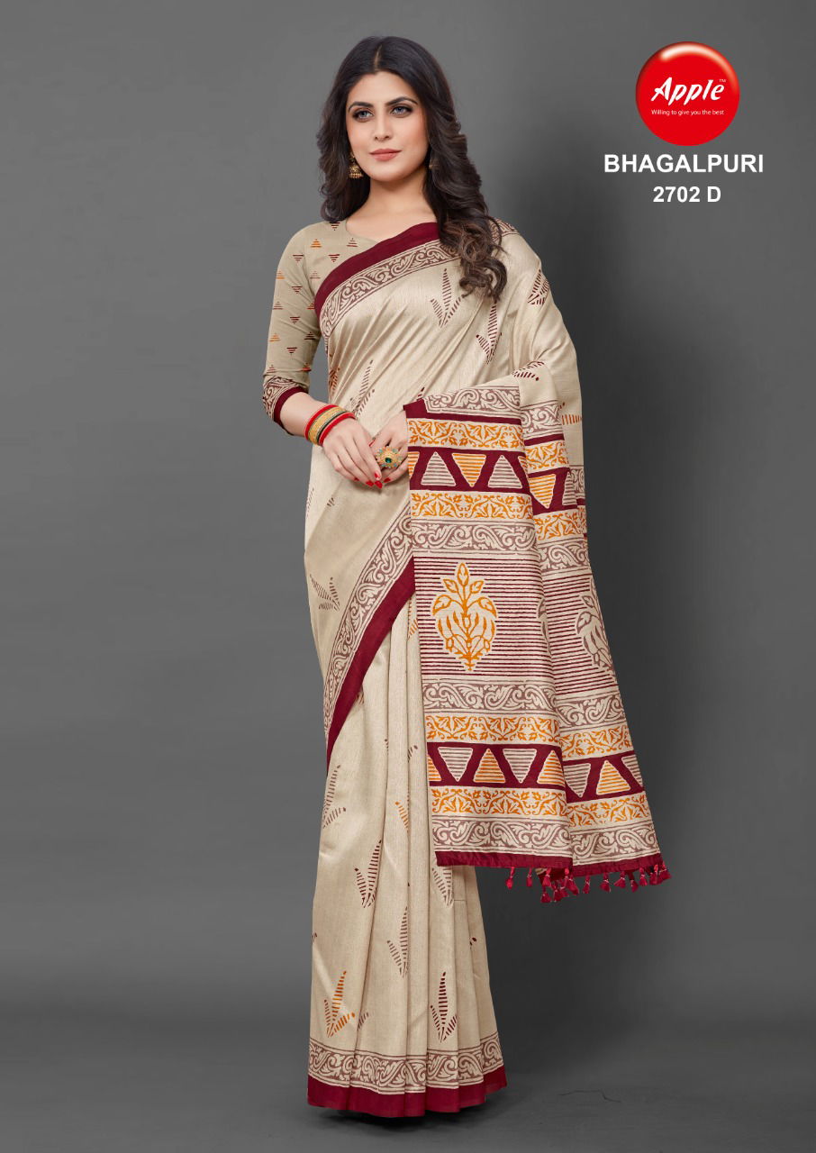 Apple Bhagalpuri 2702 Casual Wear Wholesale Bhagalpuri Silk Sarees
